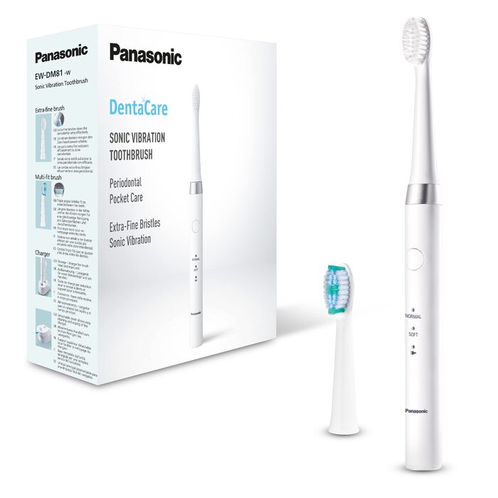 Електрична зубна щітка Panasonic EW-DM81-K503: звукова вібрація, 2 режими чищення, біла, з додатковою насадкою