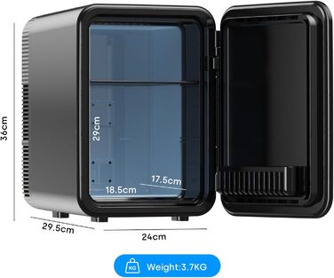 Mini холодильник Enventor 10L: компактний, тихий, з функцією охолодження та нагріву (12V/220V) для авто, спальні, офісу, косметики (чорний)