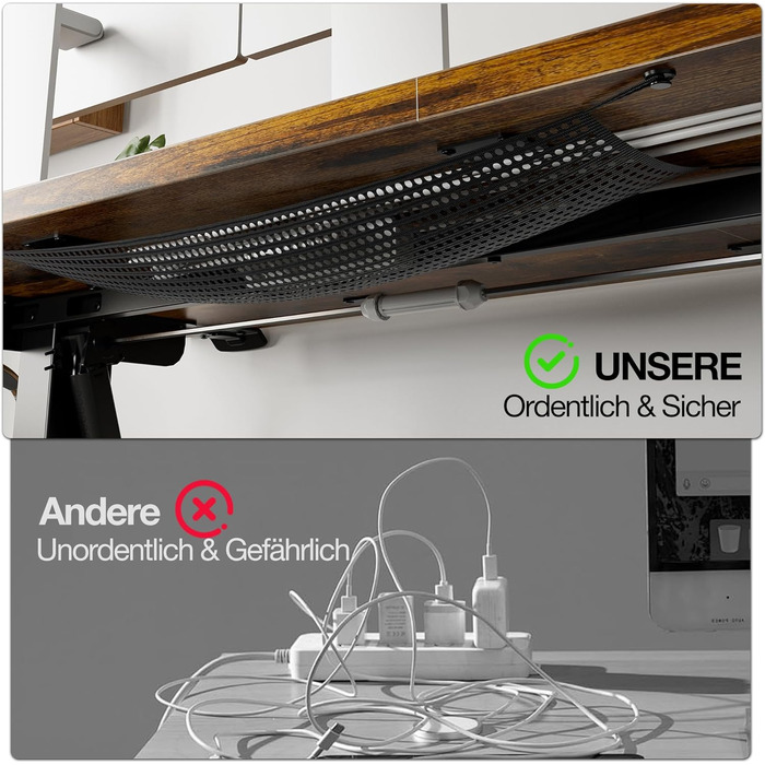 Електричний стіл з регулюванням висоти 120x60 см з функцією пам'яті, для офісу та дому. Білий колір, керування кабелями та гачки.