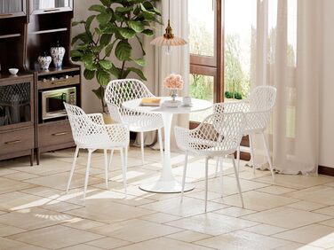 Набір садових стільців для відпочинку на терасі та балконі. Міцні крісла з підлокітниками, витримують до 120 кг, колір білий