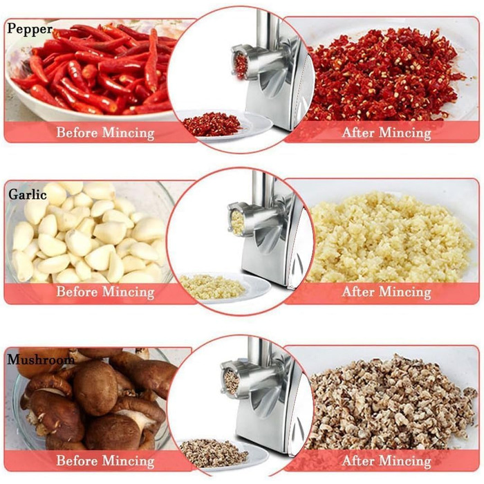 М'ясорубка електрична з насадкою для ковбас 2800 Вт, чорна. Комплект з 3 дисками для фаршу та насадкою для ковбасок