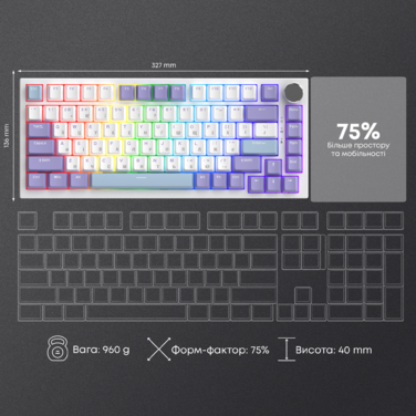 Дротова механічна клавіатура Ajazz AK820 Sea Salt Switch White (AK820-SS-PWB)