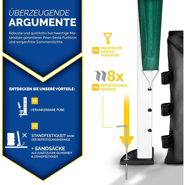 Павільйон Tillvex водовідштовхувальний з набором з 4 мішків з піском | Pop-Up павільйон, стабільний та регульований по висоті | Садовий намет з UV захистом 50+ | Намет для вечірок з сумкою для саду (антрацит) (3x3м з 4 боковими частинами, 3 x 3 м – зелени