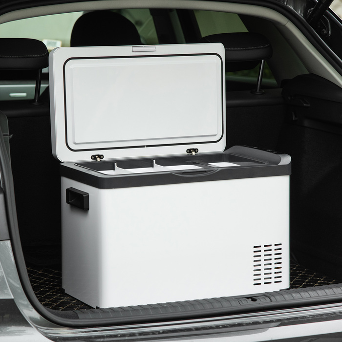 Outsunny Cooler Автомобіль 30 л з LCD дисплеєм Компресор Автомобільний холодильник Електричний човен Camper Travel 12/24 В постійного струму та 110-240 В змінного струму білий