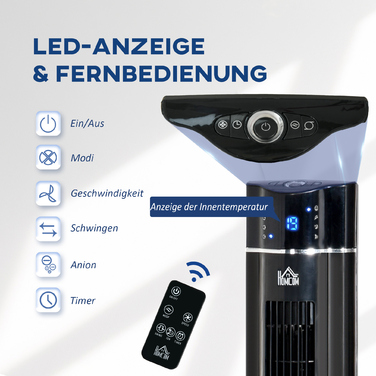 Вентилятор 2-в-1: підлоговий та настільний, чорний (32 см x 32 см x 106,8 см)