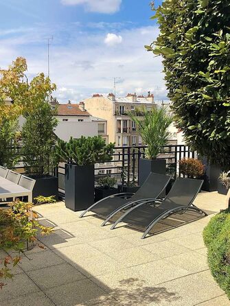 Планцверк® Горщик для рослин конічної форми з фібергласу, 70x33x33 см. Стійкий до погодних умов, преміум-якість, покриття Lotus-Effekt. Антрацит, 70 см