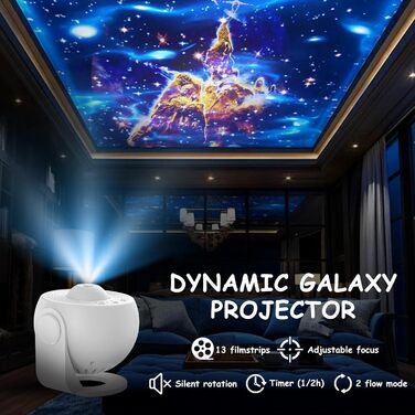 Планетарій - зоряний проєктор 13 в 1: LED проєктор галактики, 12 слайдів, нічник для дітей, для спальні, вітальні, вечірки