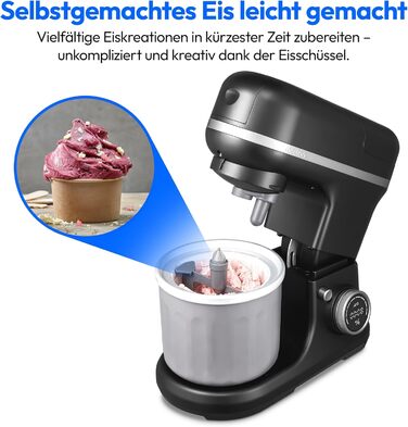 Кухонна машина MEDION MD18430: 3 в 1 (міксер, м'ясорубка, кухонний комбайн), 5 л чаша з нержавіючої сталі, 1200 Вт, цифровий дисплей, чорний