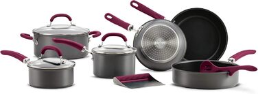 Набір посуду Rachael Ray, 11 предметів, з антипригарним покриттям, з хард-анодованого алюмінію (сірий)