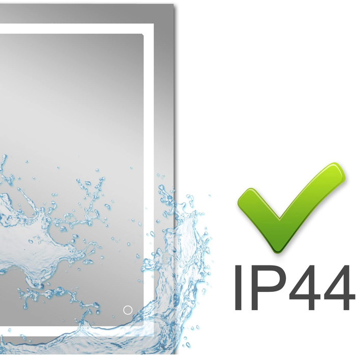 LED дзеркало для ванної кімнати з підсвічуванням 100x60 см, сенсорне регулювання, антизапар, 3 кольори світла, для ванної, туалету, коридору