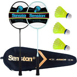 Професійний набір для бадмінтону Senston Carbon, легка ракетка для бадмінтону, ракетка для бадмінтону, волан, ракетка з кишенею для ракетки, чорний зелений