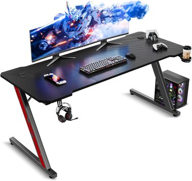 Ігровий стіл TRIUMPHKEY з карбоновою обшивкою, металевий каркас, 140 x 60 см