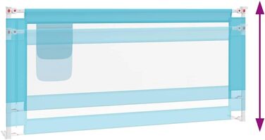 Бортик для ліжка дитячого vidaXL 200x25 см, синій, тканинний захист від випадання для малюків та дітей