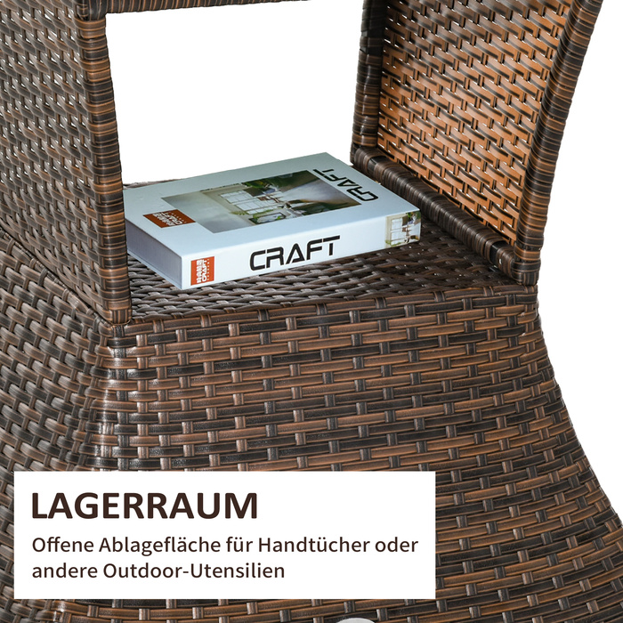 Підставка для парасольки Outsunny Garden Table Side Table 54 x 54 x 55 см виготовлена з поліротанга коричневого кольору, ідеально підходить для садових меблів і тераси