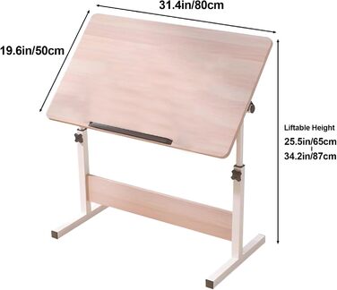 Регульований стіл для малювання, письмовий стіл для художника, білий стіл для малювання, компактний комп'ютерний стіл, 40 x 60 см, 50x80 см