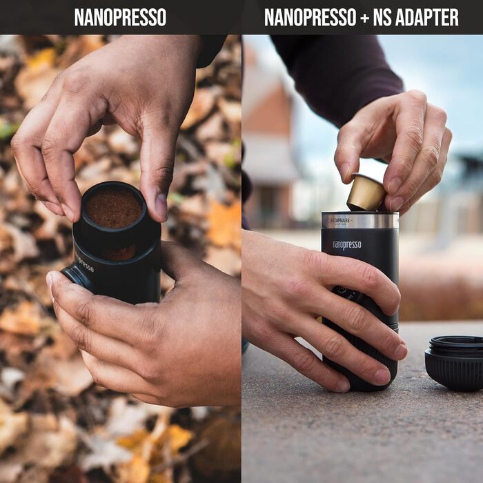 WACACO Nanopresso: портативна кавомашина для еспресо, сумісна з Nespresso® та змеленим кави, для подорожей та кемпінгу
