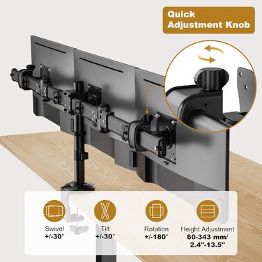 Підставка для монітора RICOO на 2 монітори, Dual Monitor Arm, TS7811, для комп'ютерів та ігор, 13-27 дюймів