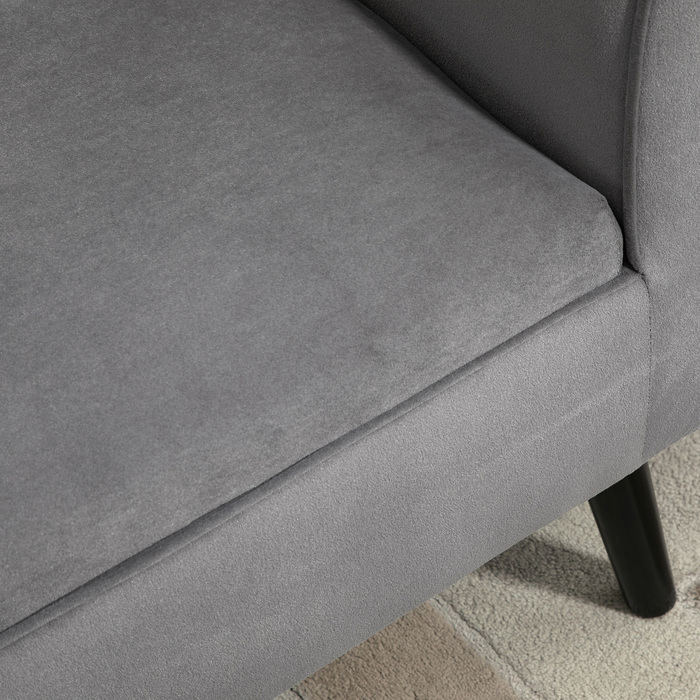 Лавка HOMCOM Grey Modern Chest Bench з місцем для зберігання з оксамитового поліестеру та гумового дерева з підлокітниками 118x42x66см для передпокою та вітальні