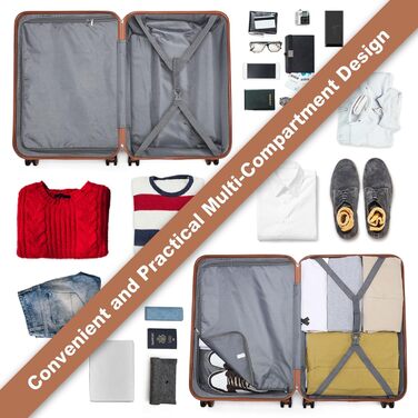 Чемодан середнього розміру KONO 24 дюйми з ABS, TSA-замком та 4 колесами (65×44×25.5 см)