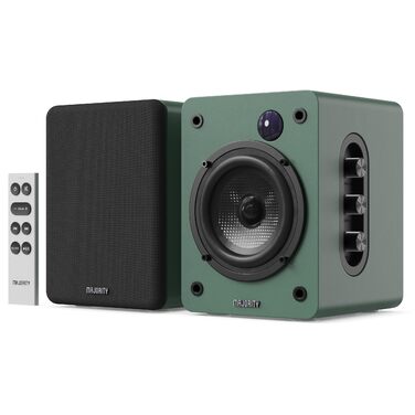Активні колонки Majority D50X 60W 2.0 для ПК та HiFi: Bluetooth 5.3, HDMI ARC, AUX, вуглецевий диффузор, колір зелений