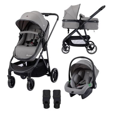 Дитяча коляска Bebeconfort Breeze Trio 3-в-1, 0-4 роки, до 22 кг, i-Size, компактна, сірий камінь