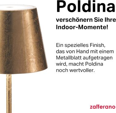 Zafferano Poldina Pro: Бездротова LED-лампа з регулюванням, 38 см, золото, диммер