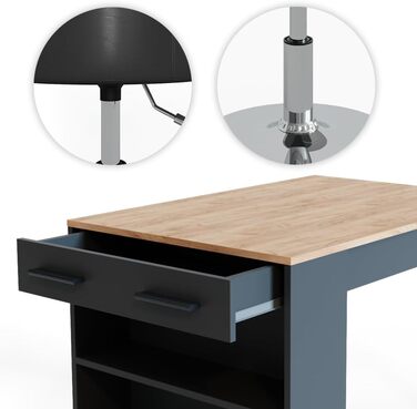 Набір обіднього столу Vicco Repose з 2 барними стільцями, 67x100 см, антрацит/дуб Голдкрафт