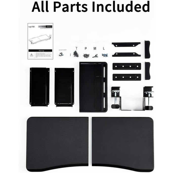 Підставка під клавіатуру Suptek під стіл з ящиком – 67,8 x 30 см, міцна кріплення C-подібне, регульована висота, легка установка, для дому та офісу, DSF6CT