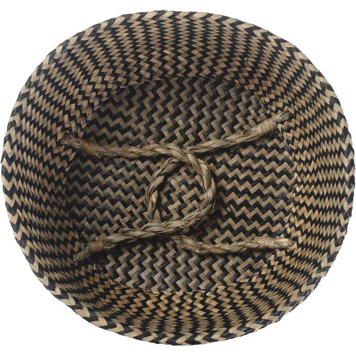 Кошик для морських водоростей DOKOT, квітковий горщик, плетений кошик для білизни з ручкою для зберігання іграшок для рослин (найширша частина 32 x 28 см, Чорна хвиля)