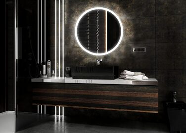 Дзеркало для ванної кімнати з підсвічуванням LED, діаметр 90 см, кругле, нейтральне світло 4000K, 90x90 см