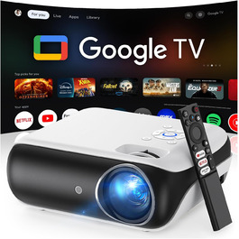 Портативний проєктор HAPPRUN Mini Beamer 4K з Bluetooth та Google TV: 4K, Full HD, HDMI, USB, AV, для кінотеатру вдома