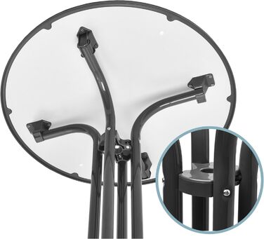 Стіл Beautissu розкладний Ø 70 см білий Bellini – стійкий, вологостійкий, з антиковзким покриттям. Ідеальний для відпочинку на відкритому повітрі, вечірок та барів. Легка збірка, готова до використання.