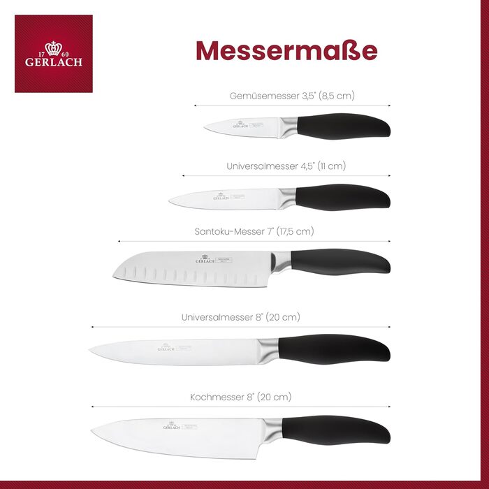 Набір кухонних ножів Gerlach Style Plus: 5 ножів з нержавіючої сталі для кухні