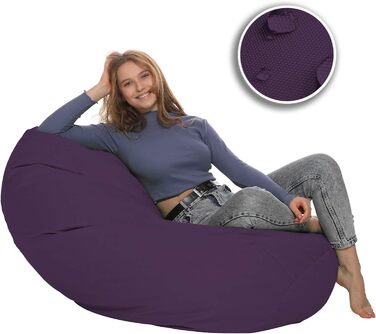 Подушка для підлоги Beanbag XXL для дорослих і дітей - підходить для ігор або відпочинку - в приміщенні та на вулиці, оскільки вона водонепроникна - з намистинами EPS, колір фіолетовий, розмір XL