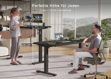 Електричний підйомний стіл Devoko 160x80 см, ергономічний комп'ютерний стіл для роботи стоячи та сидячи, стільниця 25 мм, подвійний мотор, пам'ять, USB-C (Чорний)