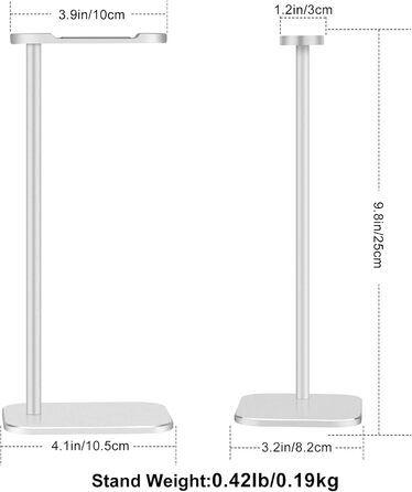 Підставка для навушників з алюмінію, тримач для гарнітури з міцною металевою основою для столу, сумісна з більшістю навушників (Рожеве золото) (Срібло)