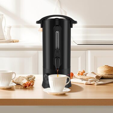 Глювайнер Cecaylie 10L: Електричний диспенсер для глінтвейну з нержавіючої сталі, з термостатом, краном та індикатором рівня, чорний