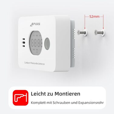 Виявлювач чадного газу CPVAN, 10 років служби, 3-в-1 з змінною батареєю, детектор CO з датчиком температури та вологості, EN50291, 1 шт.