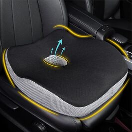 Подушка для сидіння в авто Allaboutsla з Memory Foam для полегшення болю в попереку, велика для коротких водіїв на далеких поїздках - подушка для автомобіля, офісу (чорний & сірий)