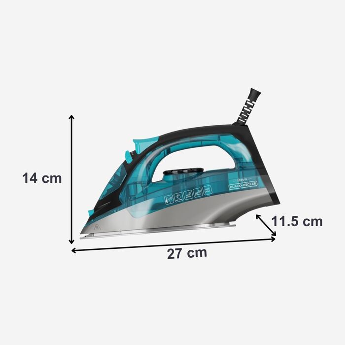 Праска BLACK+DECKER BXIR2605E з парою, 2600 Вт, нержавіюча підошва, антинакип, самоочищення, видаляє віруси та бактерії