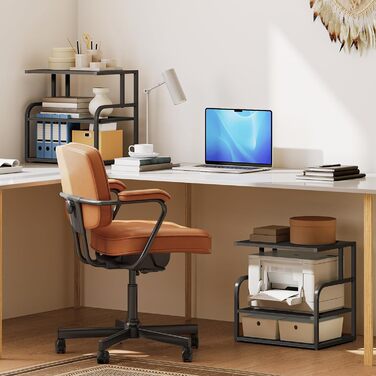 HOOBRO Стійка для принтера, 3-ярусний стіл-організатор, багатофункціональний письмовий стіл, стійка-шафа для принтера, з регульованою полицею, для офісу, кухні, вітальні, чорний EBB06PS01