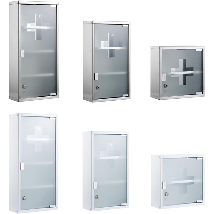 Медичний шафка Zedelmaier з нержавіючої сталі, 4 відділення, аптечний шафка, для ванної кімнати, навісний, з замком, 57 x 27 x 12 см, білий