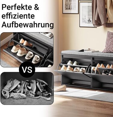 Взуттєва шафа SoBuy з 2 відкидними кришками, вузька, з 4 полицями, біла, 61x100x26 см, FSR165-W (з лавкою, чорна)