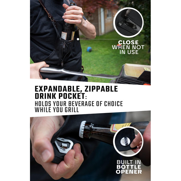 Фартук кухарський Dalstrong Professionelle Kochschürze – чорний, для приготування їжі та грилю, з регульованими лямками та сумкою для зберігання