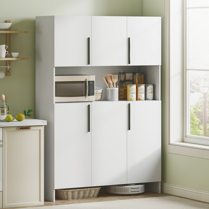 Кухонна шафа з 4 шафками, 6 дверцятами, 12 петлями, стільниця, ДСП, білий