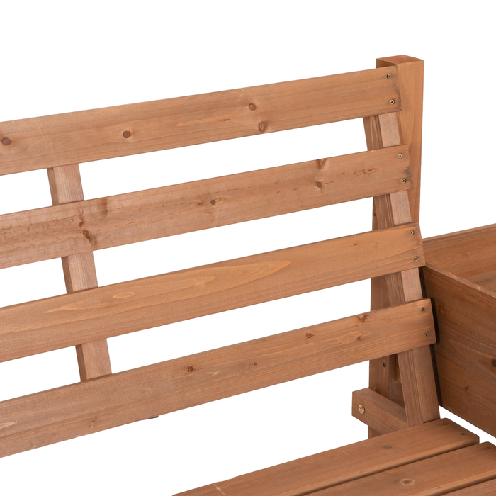 Лавочка для саду з вбудованими ящиками для квітів, дерево, 184 см x 59 см x 95 см, коричнева