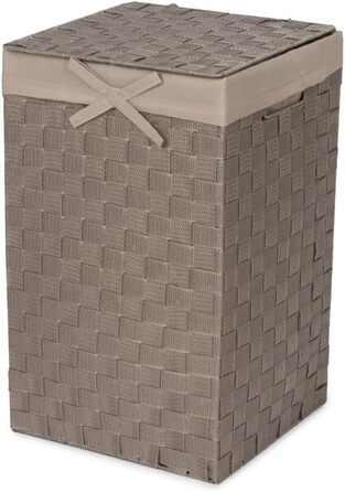 Кошик для білизни RAN6891 Stan з кришкою, ручками, плетіння, металевий каркас, знімний вкладиш з льону, 30 x 30 x 50 см, Бежевий, Коричневий