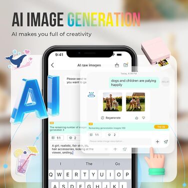 Портативний міні-фотопринтер Nelko PP01: кольоровий, для смартфонів iOS & Android, з 20 фотопапером, наклейки, рожевий