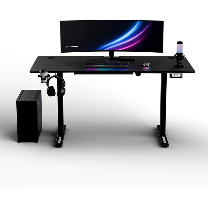 ULTRADESK Стіл для роботи та ігор, регулювання висоти, електричний, 140x68 см, чорний