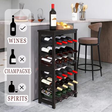 Стильна підставка для вина з бамбука на 24 пляшки, 6-ярусна, чорного кольору